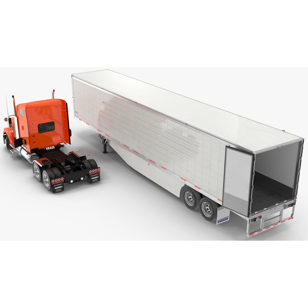 Freightliner Truck 3D Model – Rigged Reefer Trailer for Animation - View 28