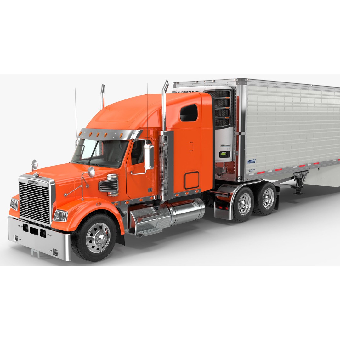 Freightliner Truck 3D Model – Rigged Reefer Trailer for Animation - View 35