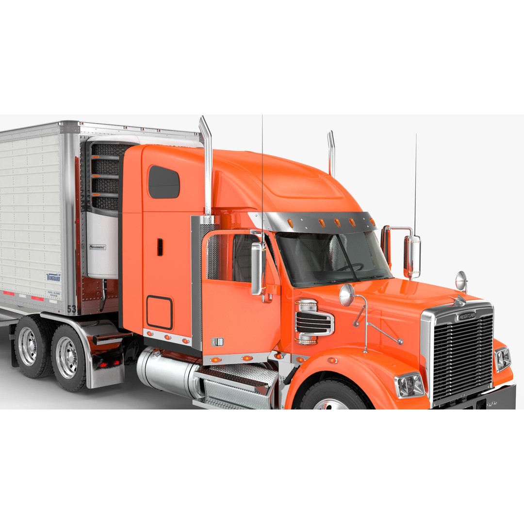 Freightliner Truck 3D Model – Rigged Reefer Trailer for Animation - View 38