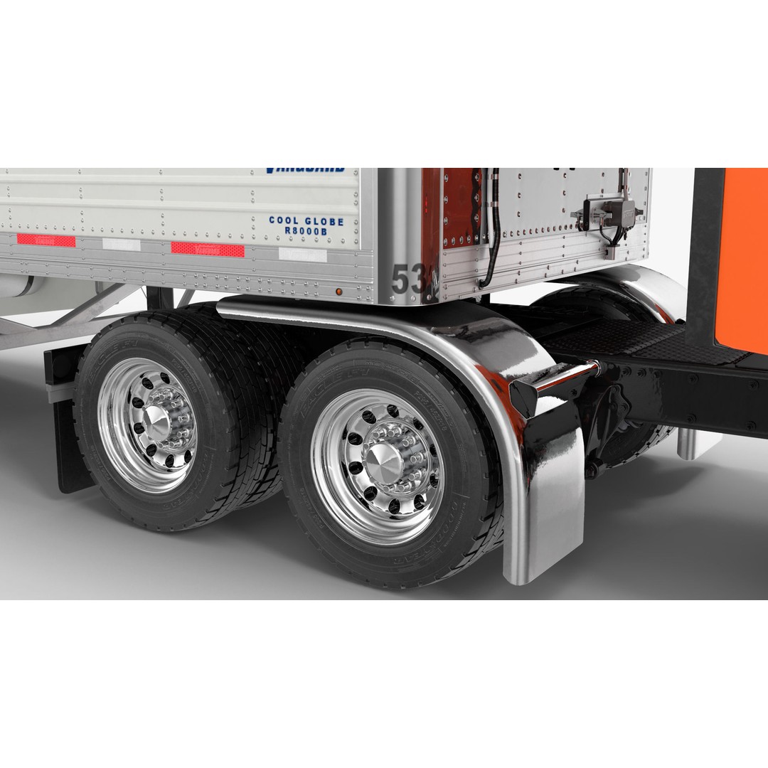 Freightliner Truck 3D Model – Rigged Reefer Trailer for Animation - View 41