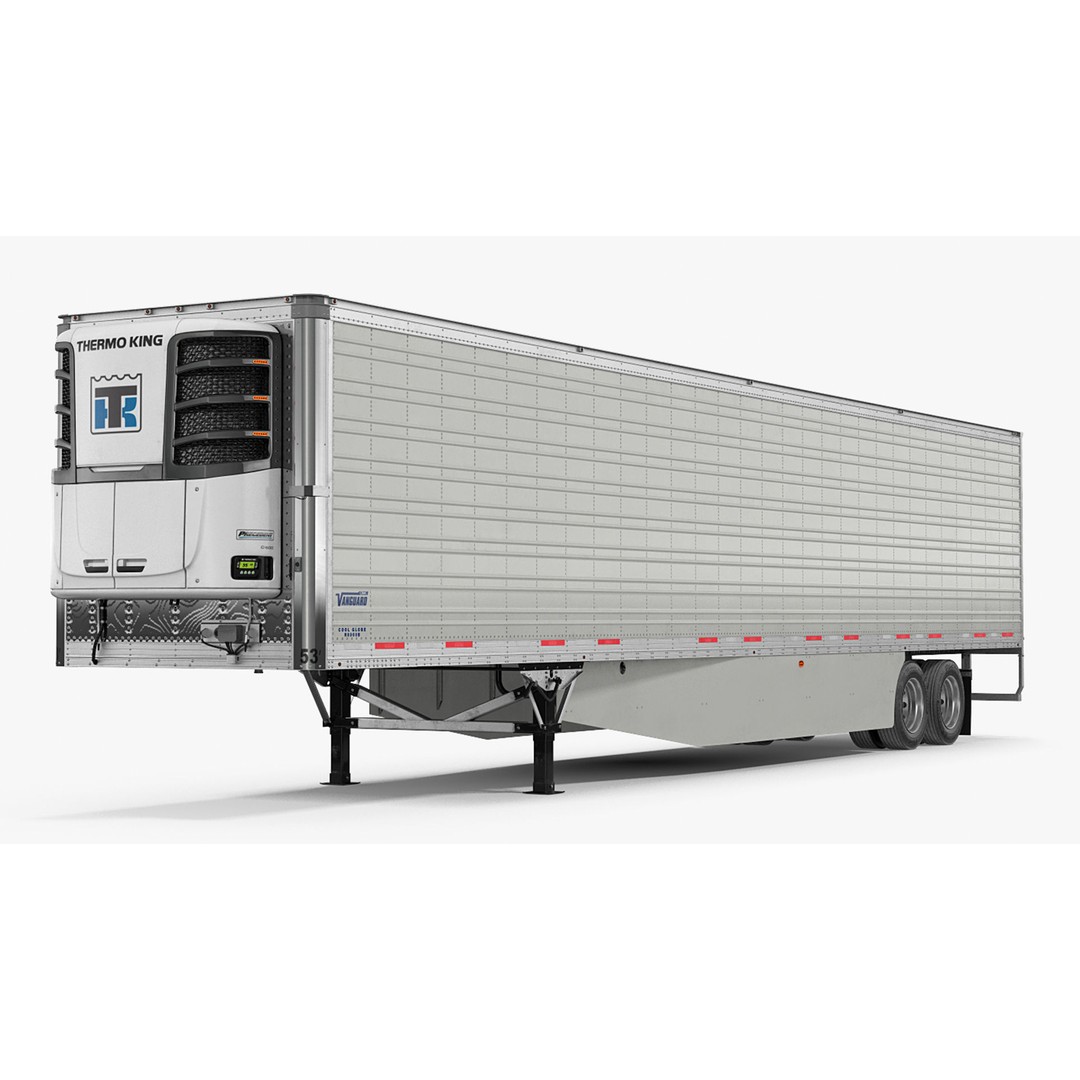 Freightliner Truck 3D Model – Rigged Reefer Trailer for Animation - View 44