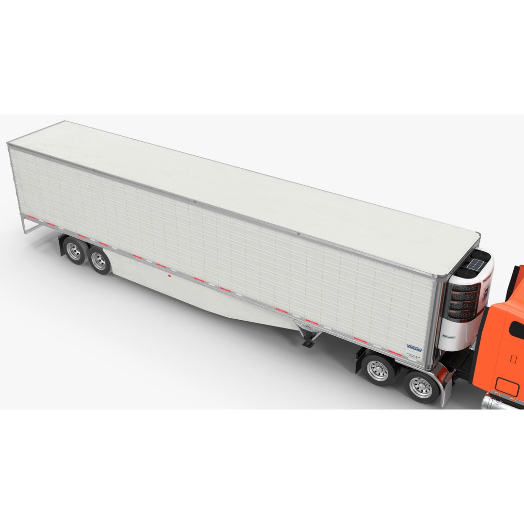 Freightliner Truck 3D Model – Rigged Reefer Trailer for Animation - View 45
