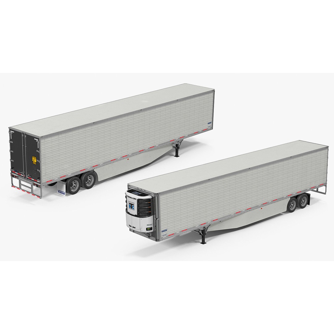 Freightliner Truck 3D Model – Rigged Reefer Trailer for Animation - View 46