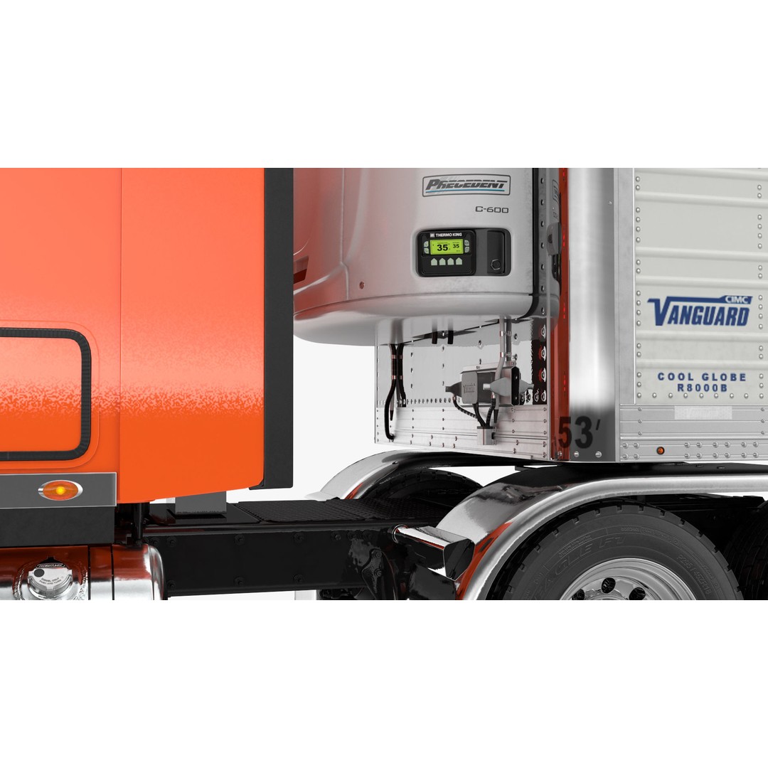 Freightliner Truck 3D Model – Rigged Reefer Trailer for Animation - View 55