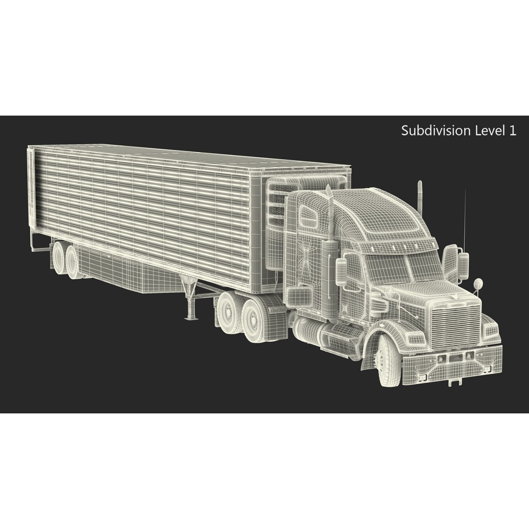 Freightliner Truck 3D Model – Rigged Reefer Trailer for Animation - View 74