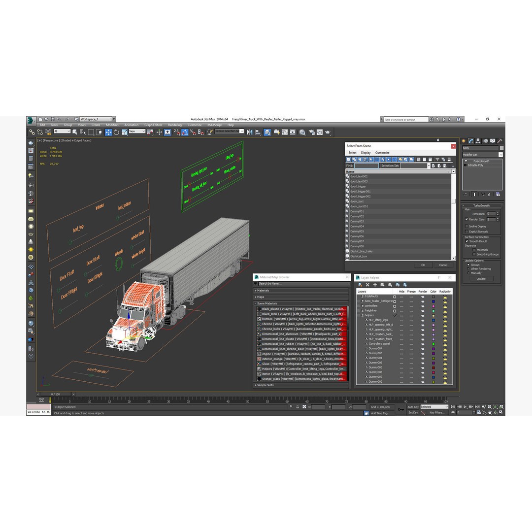 Freightliner Truck 3D Model – Rigged Reefer Trailer for Animation - View 79