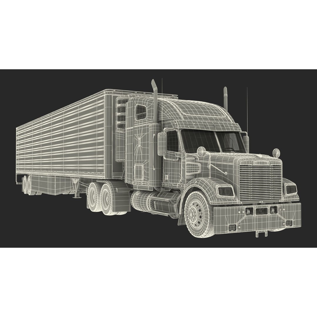 Freightliner Truck 3D Model – Rigged Reefer Trailer for Animation - View 80
