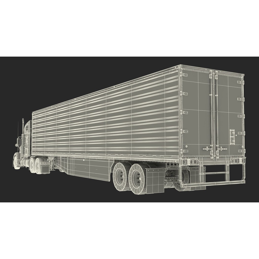 Freightliner Truck 3D Model – Rigged Reefer Trailer for Animation - View 81