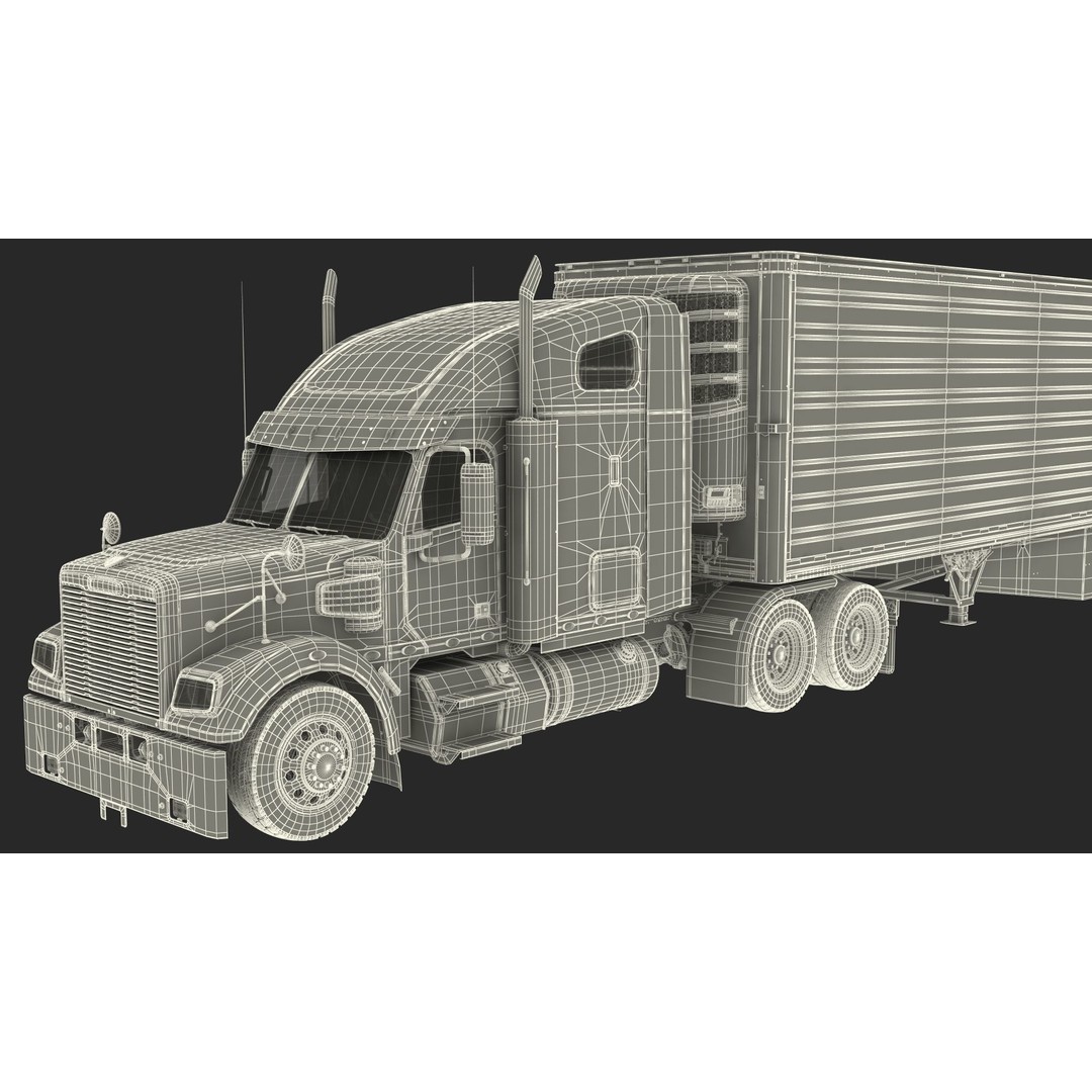 Freightliner Truck 3D Model – Rigged Reefer Trailer for Animation - View 82