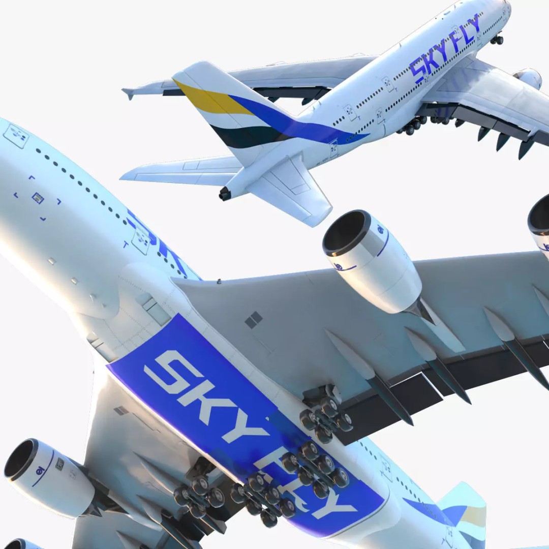 SKYFLY Airplane 3D Model – High Poly PBR Jet Asset, FBX - View 2