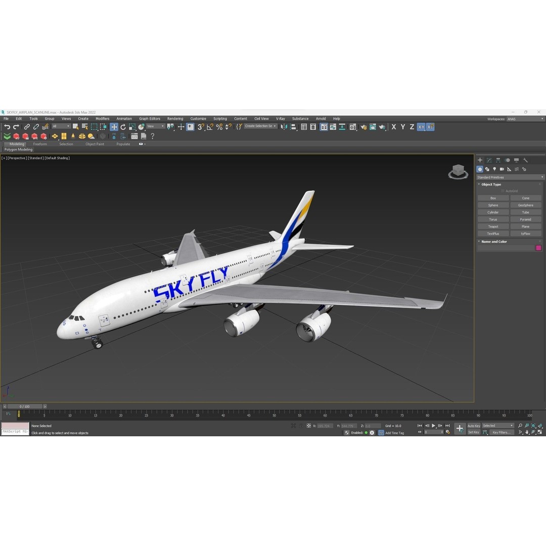 SKYFLY Airplane 3D Model – High Poly PBR Jet Asset, FBX - View 3