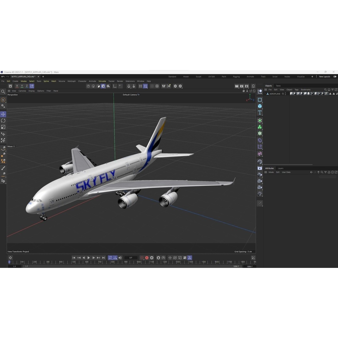 SKYFLY Airplane 3D Model – High Poly PBR Jet Asset, FBX - View 4