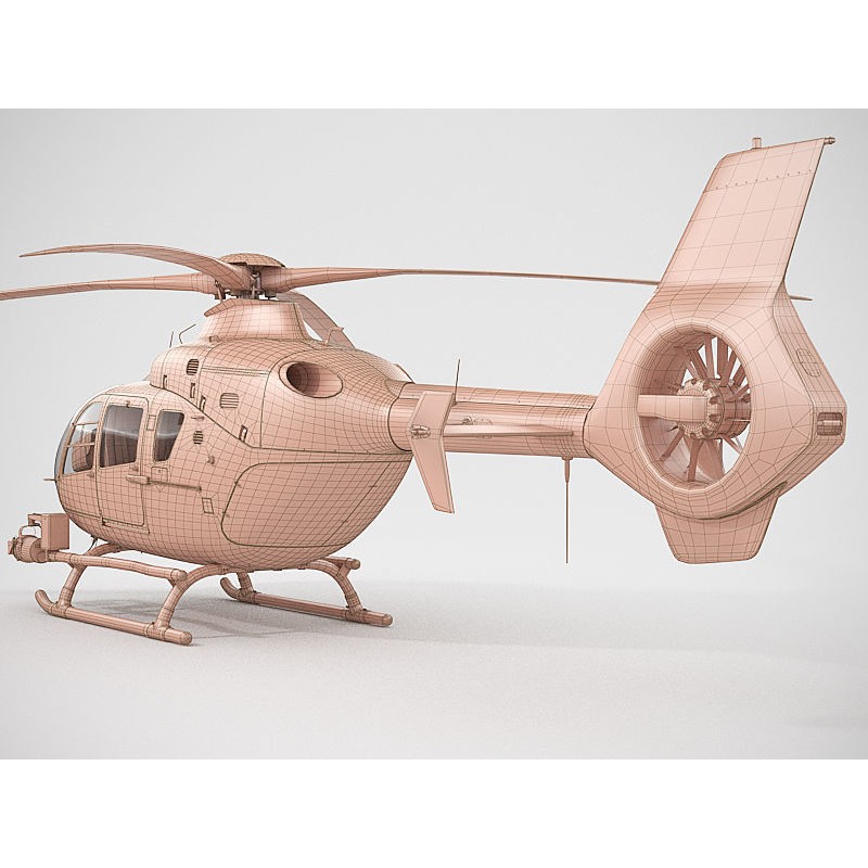 Eurocopter EC135 Police 3D Model – High Poly Animated Helicopter, FBX