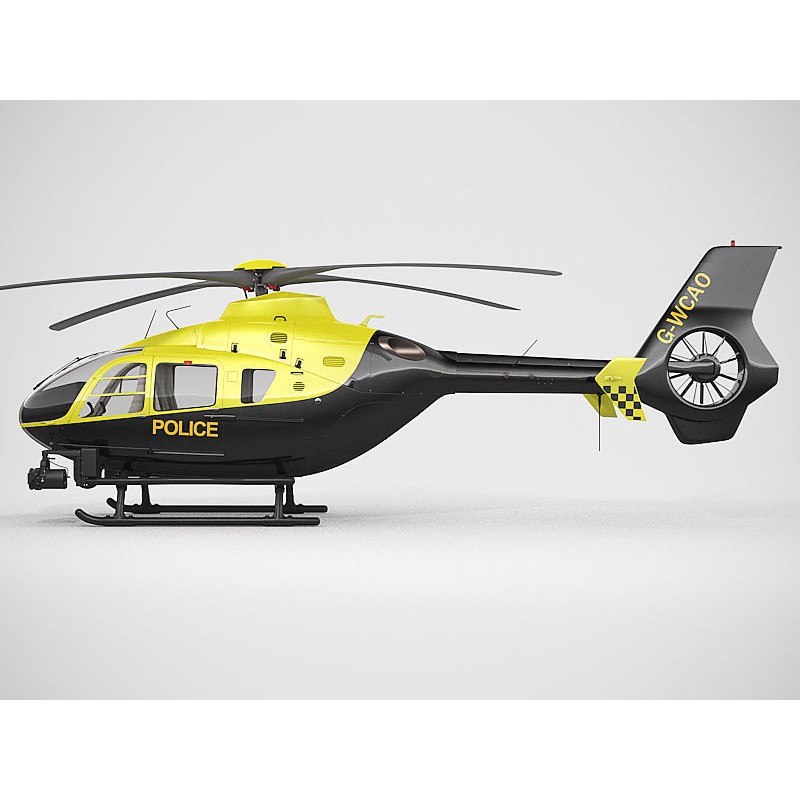 Eurocopter EC135 Police 3D Model – High Poly Animated Helicopter, FBX - View 3
