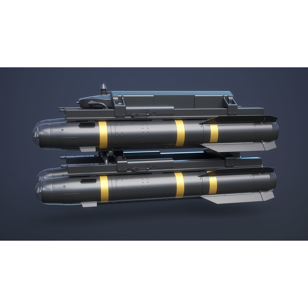 AGM-114 Hellfire 3D Model – High Poly Air-to-Ground Missile, Blender - View 3