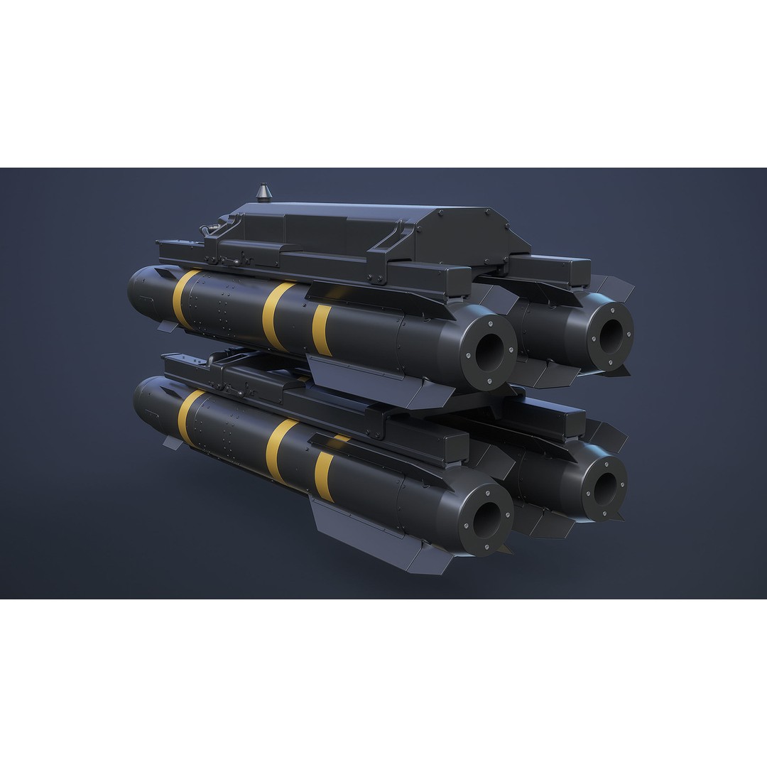 AGM-114 Hellfire 3D Model – High Poly Air-to-Ground Missile, Blender - View 4