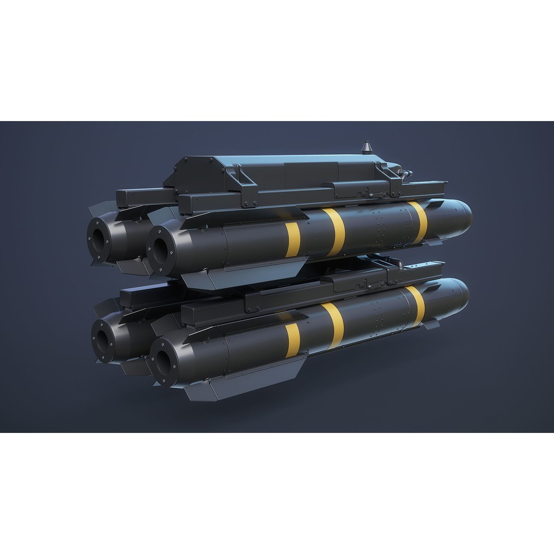 AGM-114 Hellfire 3D Model – High Poly Air-to-Ground Missile, Blender - View 5
