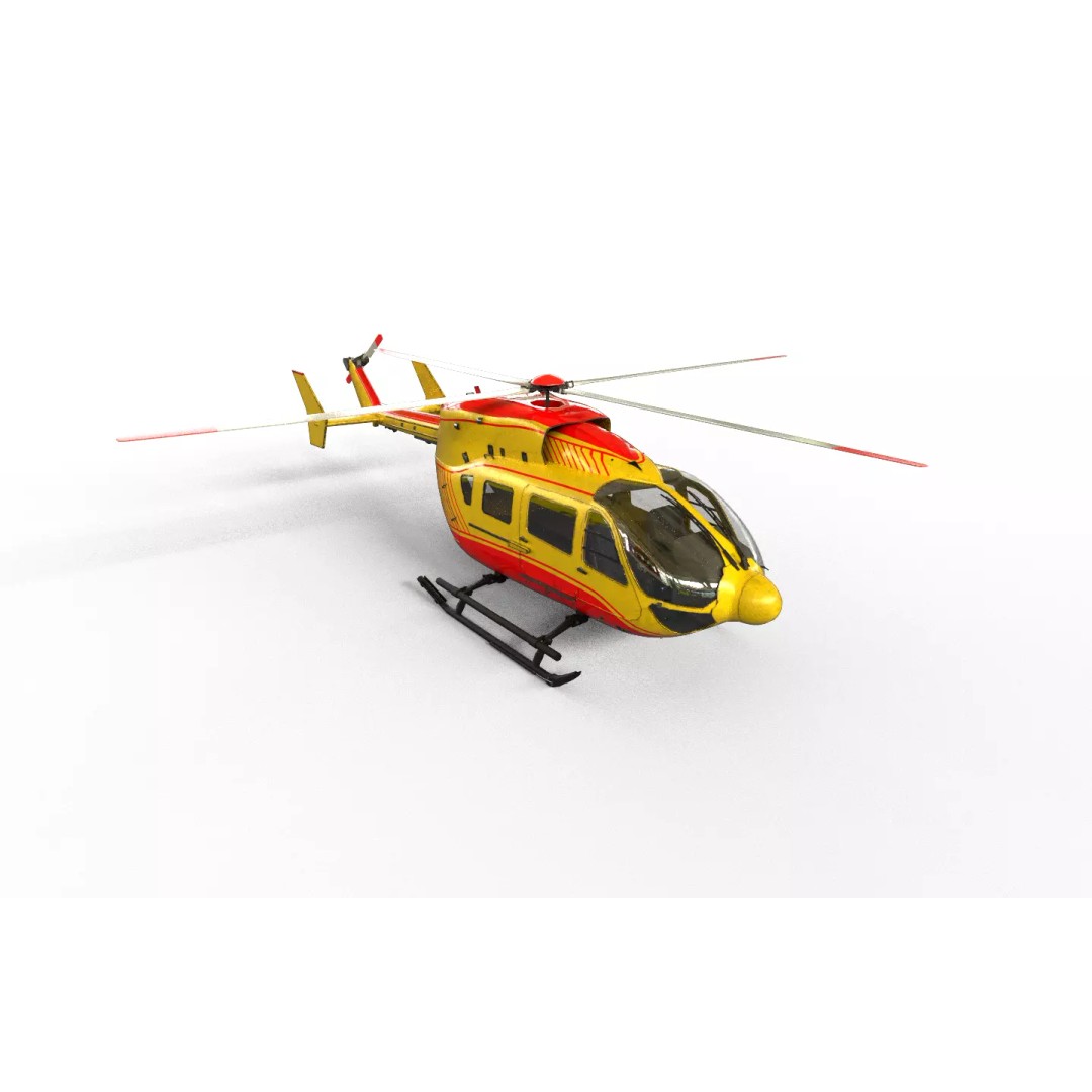 EC145 Helicopter 3D Model – Low Poly Game Asset, FBX, OBJ - View 2