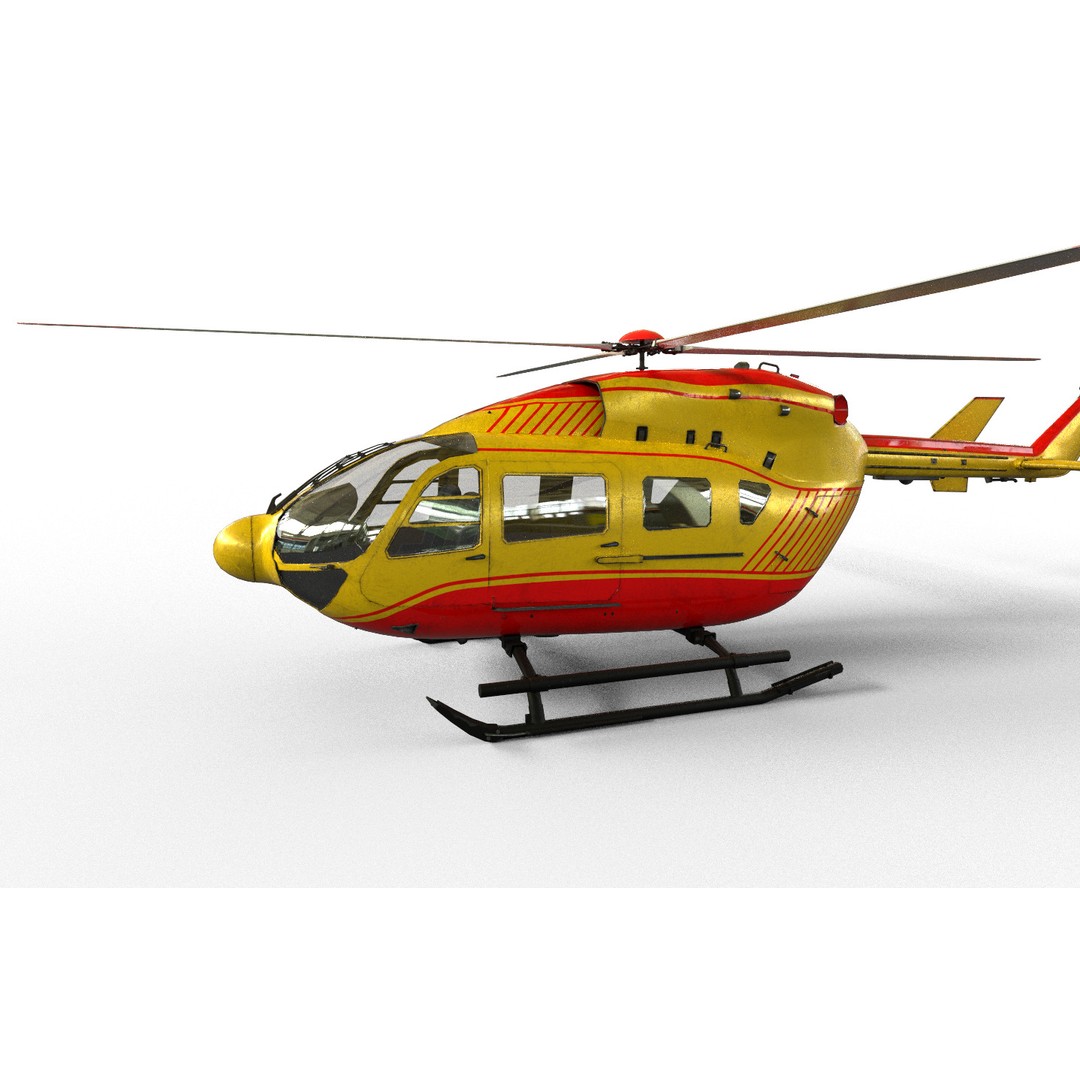 EC145 Helicopter 3D Model – Low Poly Game Asset, FBX, OBJ - View 4
