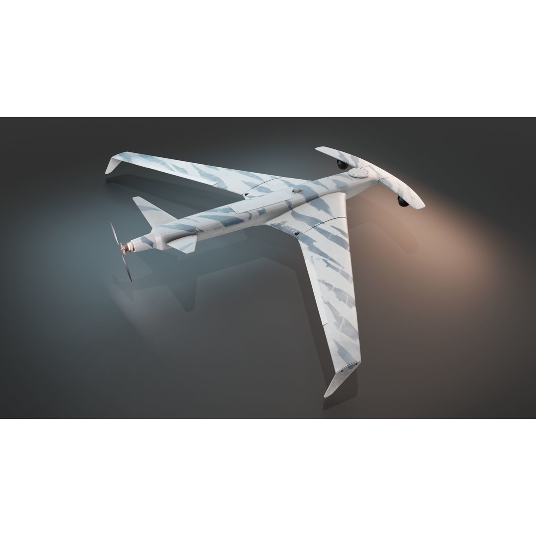 Drone Shark 3D Model – Low Poly Military Aircraft, FBX, Blender - View 11