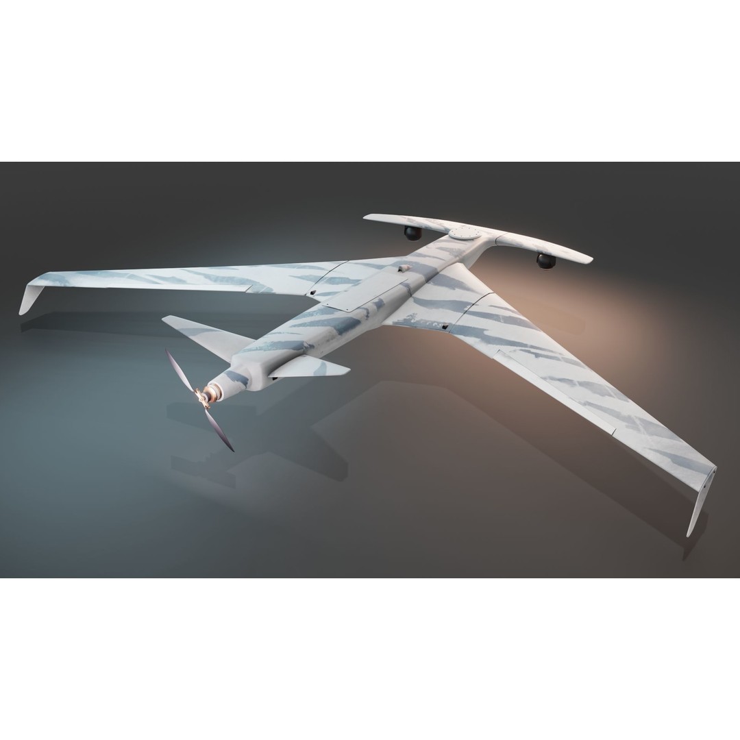 Drone Shark 3D Model – Low Poly Military Aircraft, FBX, Blender - View 12