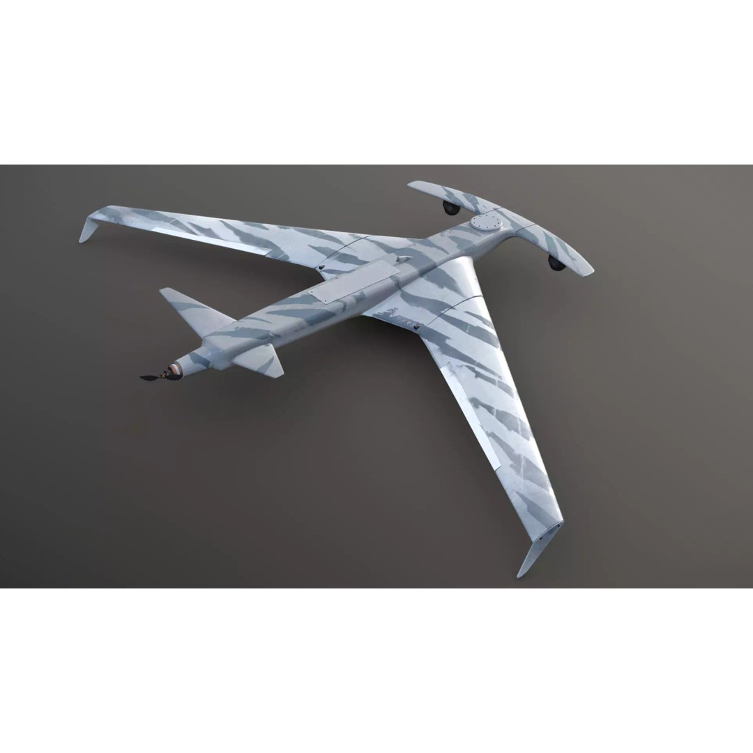 Drone Shark 3D Model – Low Poly Military Aircraft, FBX, Blender - View 2