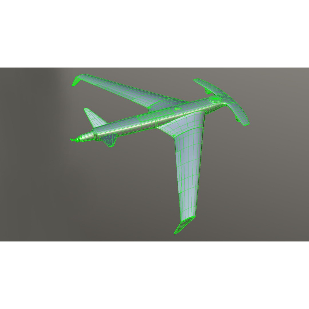 Drone Shark 3D Model – Low Poly Military Aircraft, FBX, Blender - View 5