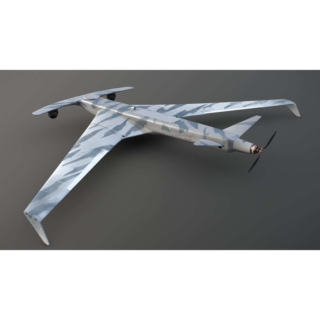 Drone Shark 3D Model – Low Poly Military Aircraft, FBX, Blender - View 6