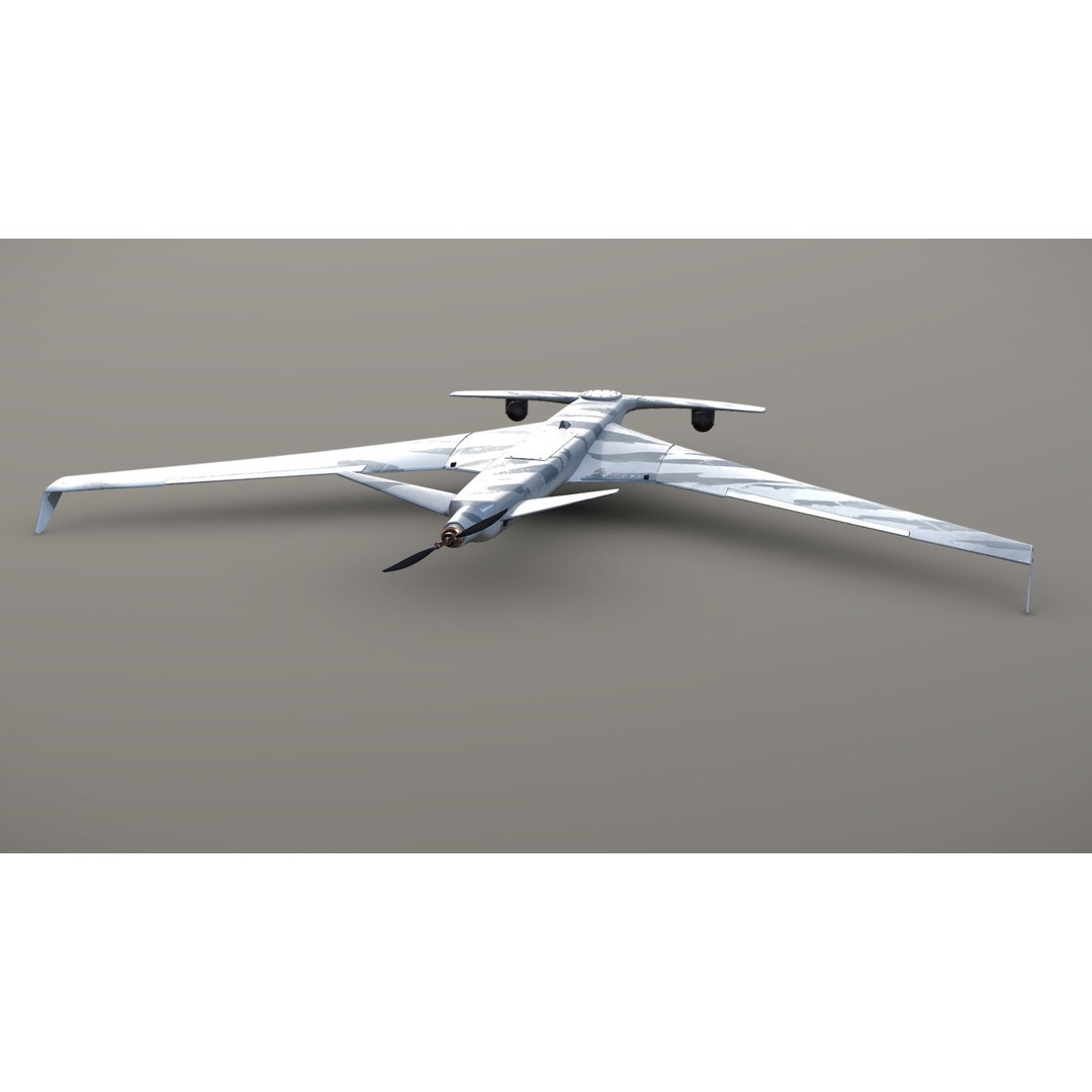 Drone Shark 3D Model – Low Poly Military Aircraft, FBX, Blender - View 8