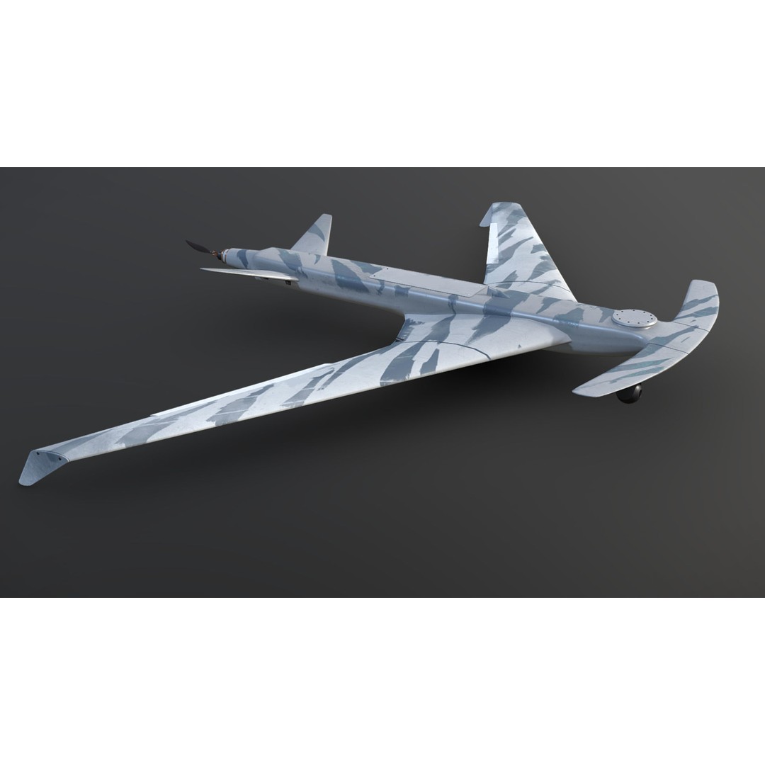 Drone Shark 3D Model – Low Poly Military Aircraft, FBX, Blender - View 9