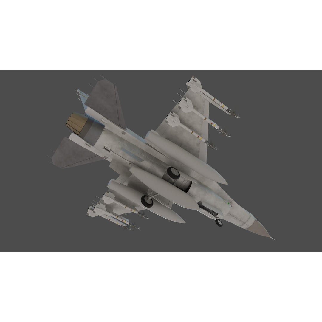 F-16 Fighter 3D Model – High Poly Rigged Aircraft with Aim-9M Sidewinder - View 13