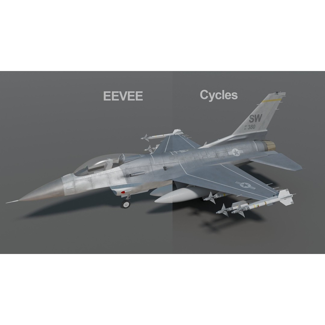 F-16 Fighter 3D Model – High Poly Rigged Aircraft with Aim-9M Sidewinder - View 20