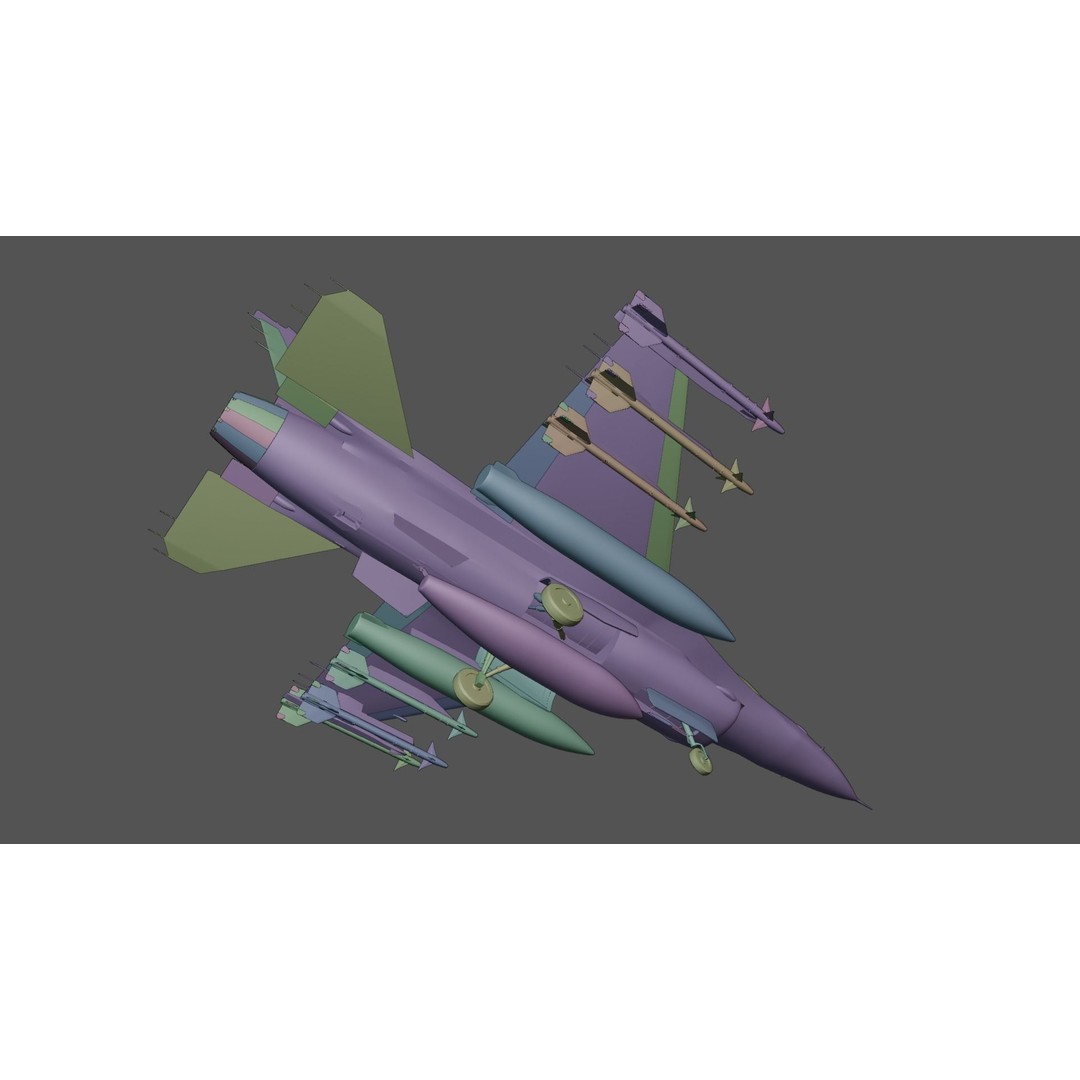 F-16 Fighter 3D Model – High Poly Rigged Aircraft with Aim-9M Sidewinder - View 22