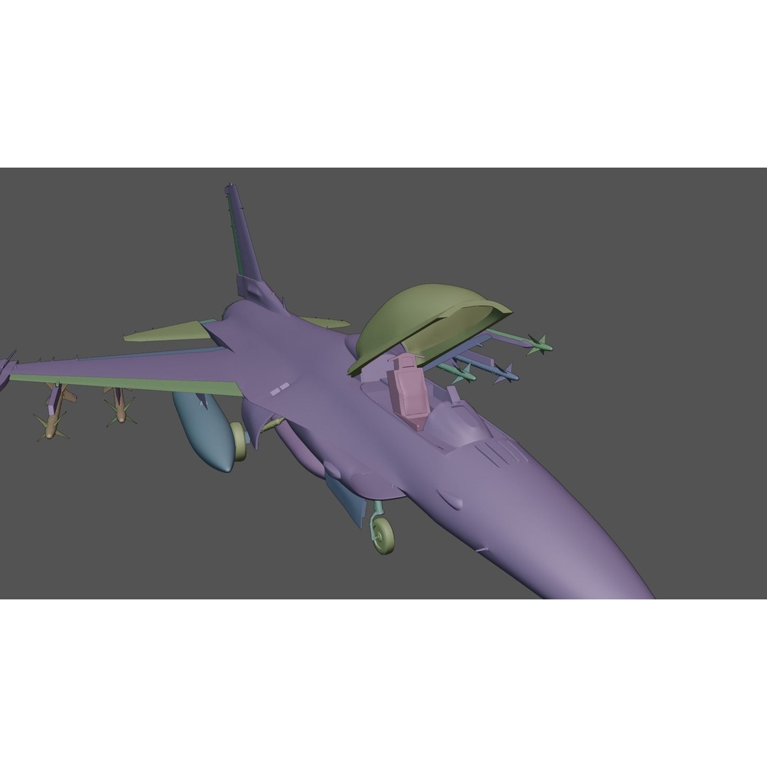F-16 Fighter 3D Model – High Poly Rigged Aircraft with Aim-9M Sidewinder - View 23