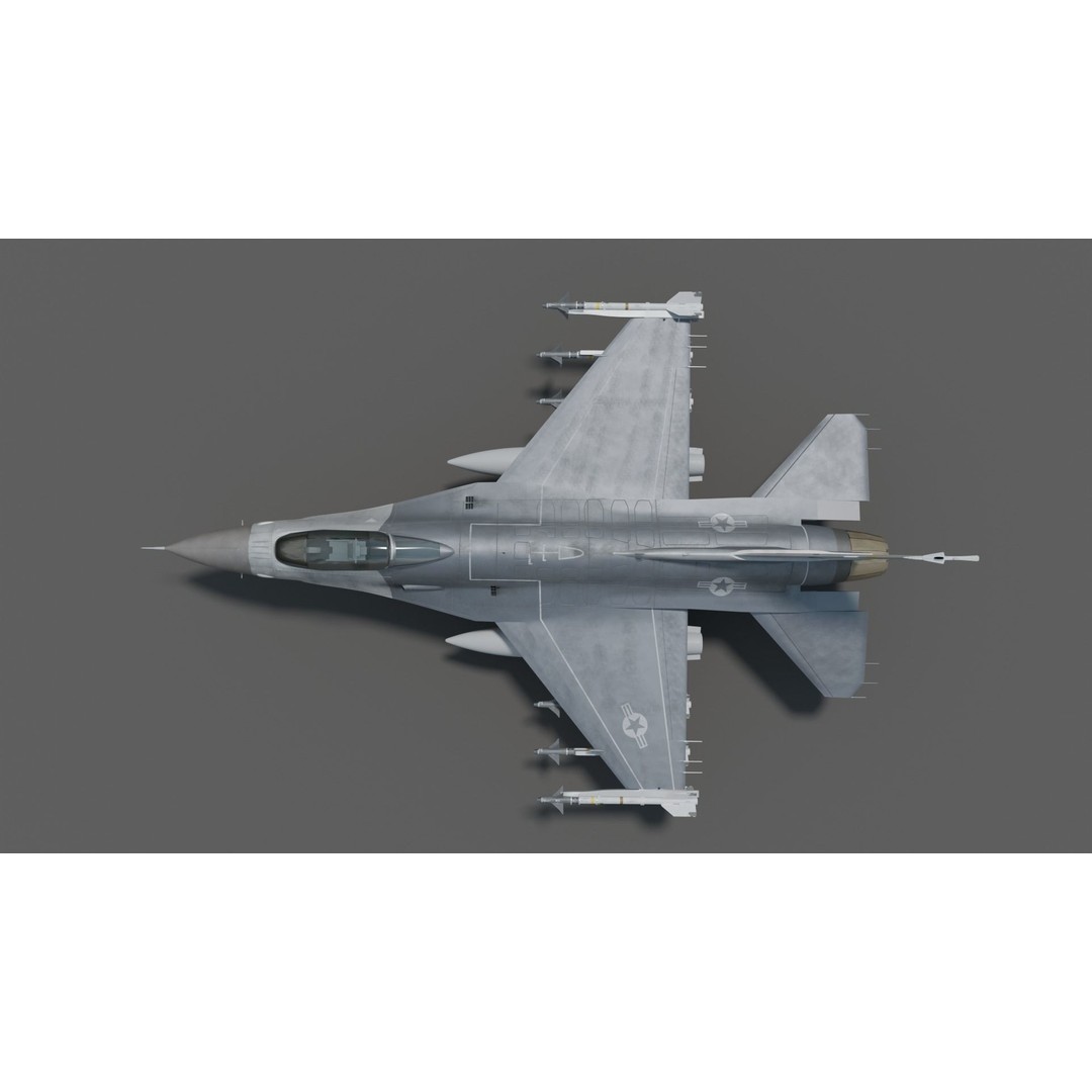 F-16 Fighter 3D Model – High Poly Rigged Aircraft with Aim-9M Sidewinder - View 4