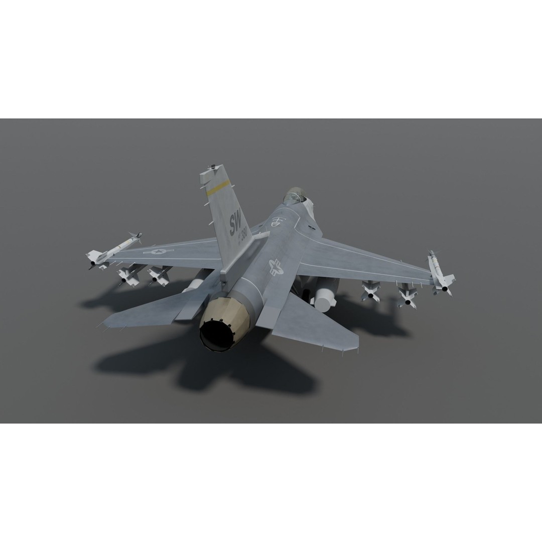 F-16 Fighter 3D Model – High Poly Rigged Aircraft with Aim-9M Sidewinder - View 5