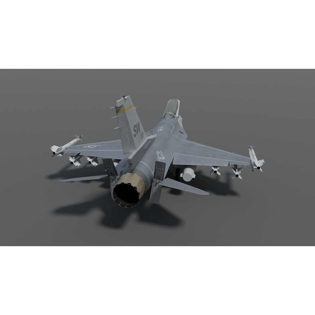 F-16 Fighter 3D Model – High Poly Rigged Aircraft with Aim-9M Sidewinder - View 6