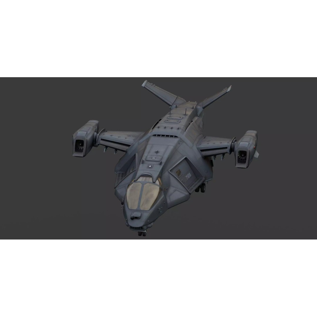 Phoenix Tiltrotor Tactical Transport 3D Model – Sci-Fi Aircraft Concept, FBX