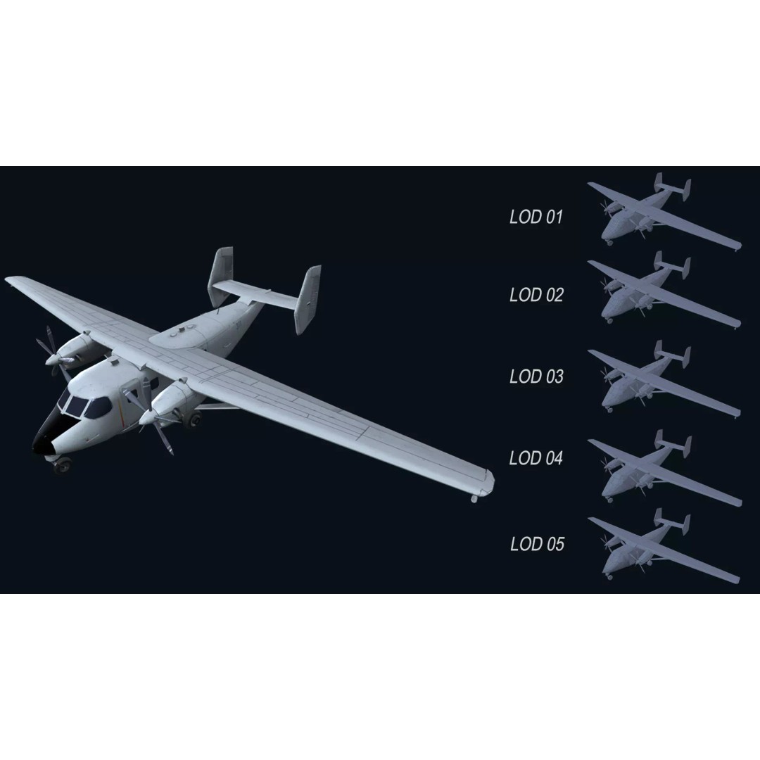 PZL M28 3D Model – Low Poly Aircraft Game Asset, FBX, OBJ - View 2