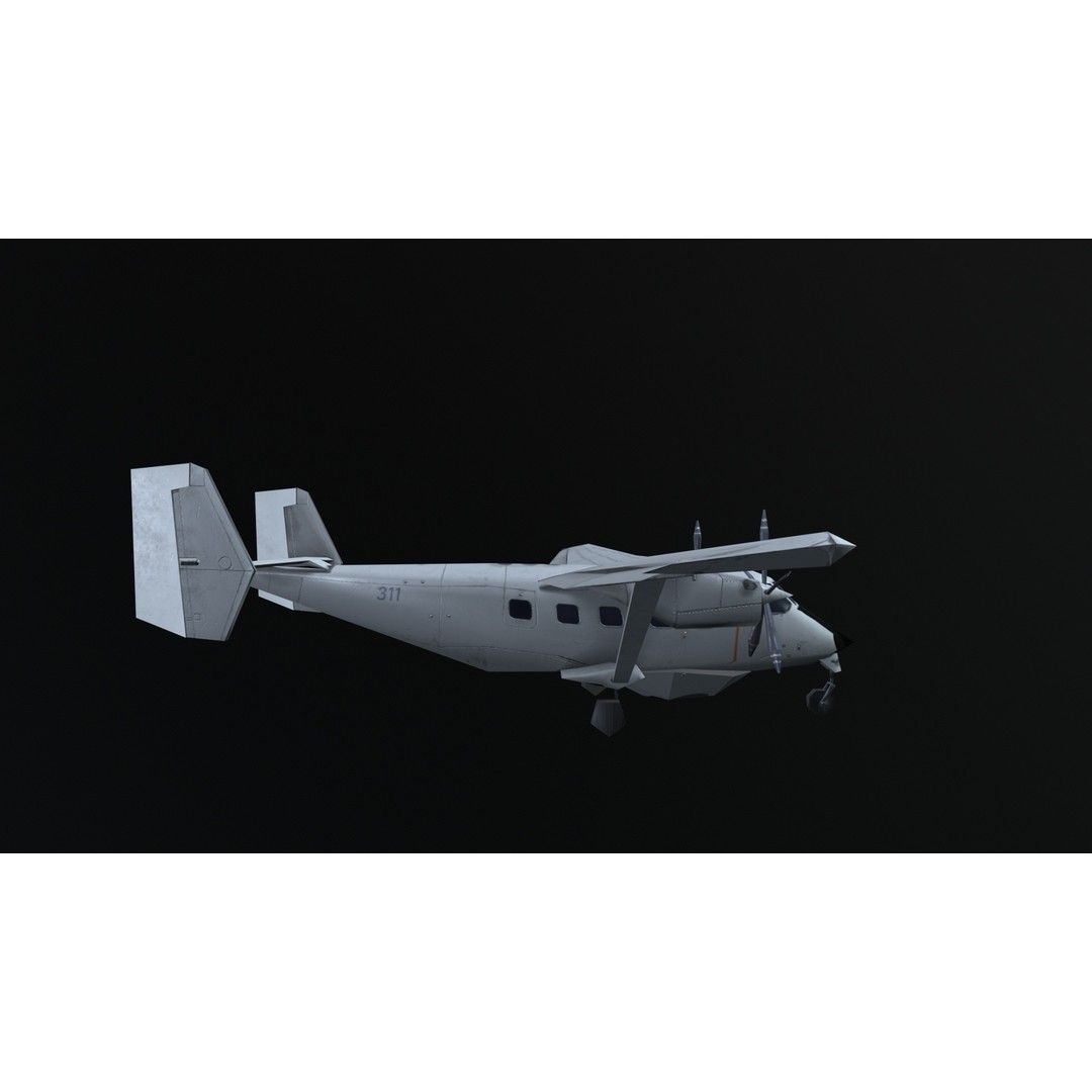 PZL M28 3D Model – Low Poly Aircraft Game Asset, FBX, OBJ - View 45
