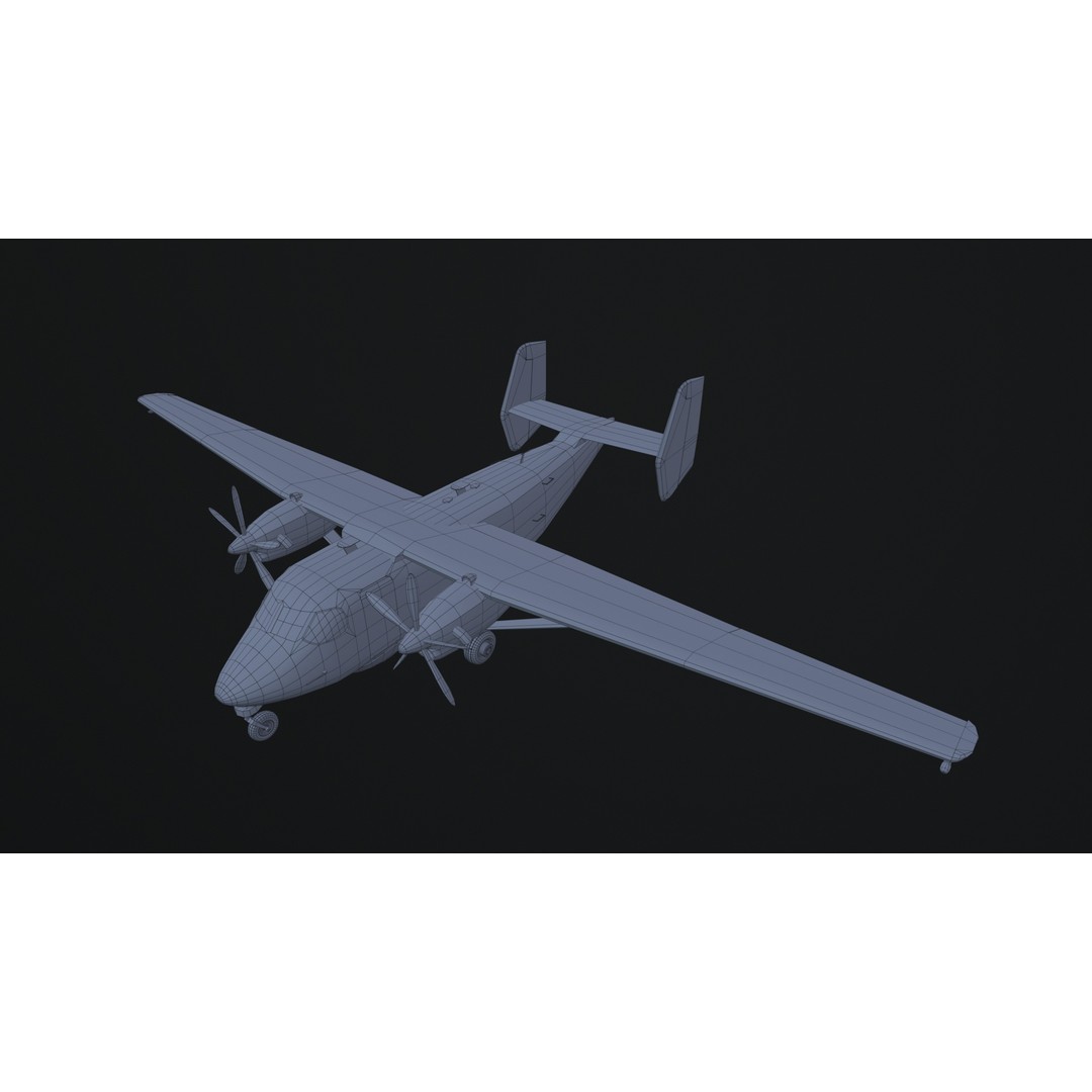 PZL M28 3D Model – Low Poly Aircraft Game Asset, FBX, OBJ - View 8