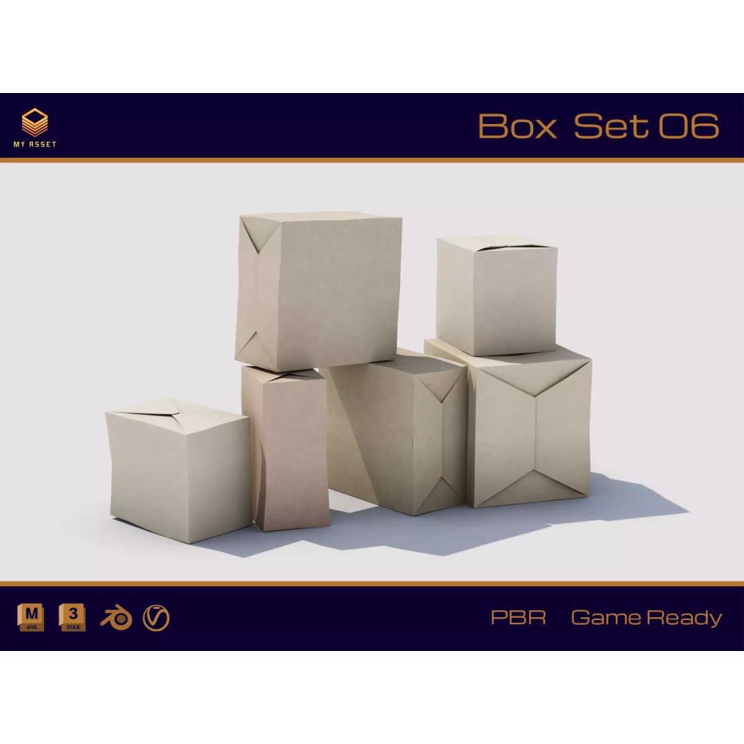 Box Set 06 3D Model – Low Poly Household Packaging Asset, FBX - View 2