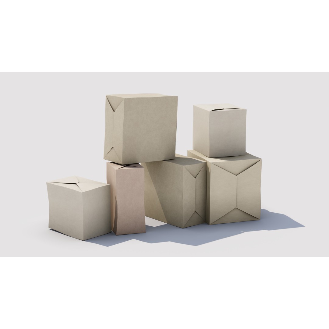 Box Set 06 3D Model – Low Poly Household Packaging Asset, FBX - View 3