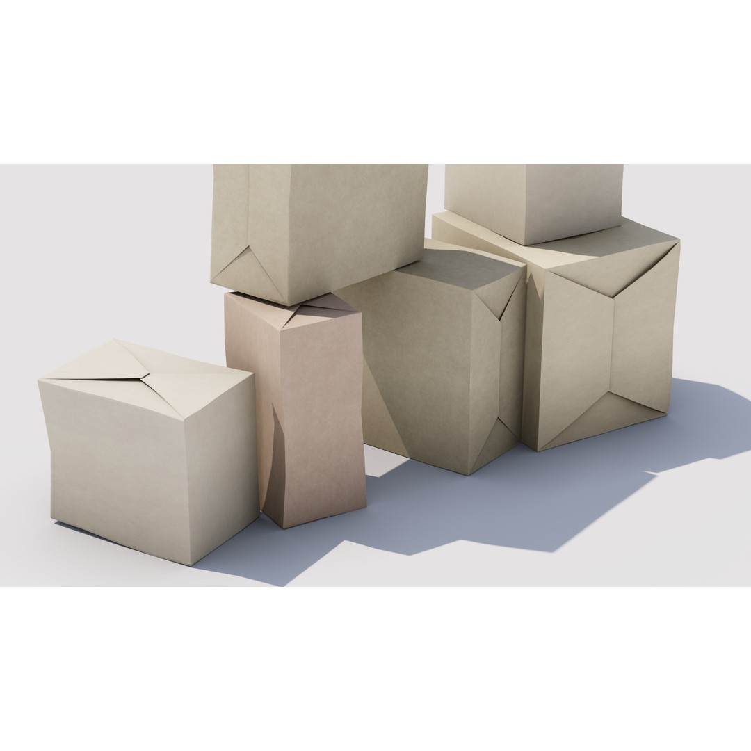 Box Set 06 3D Model – Low Poly Household Packaging Asset, FBX - View 4