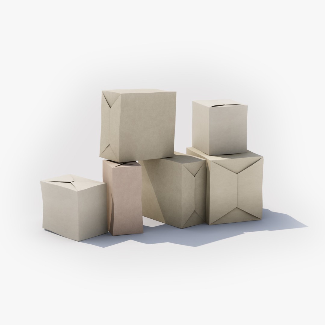 Box Set 06 3D Model – Low Poly Household Packaging Asset, FBX - View 8