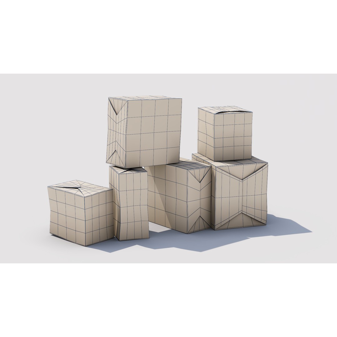 Box Set 06 3D Model – Low Poly Household Packaging Asset, FBX - View 9