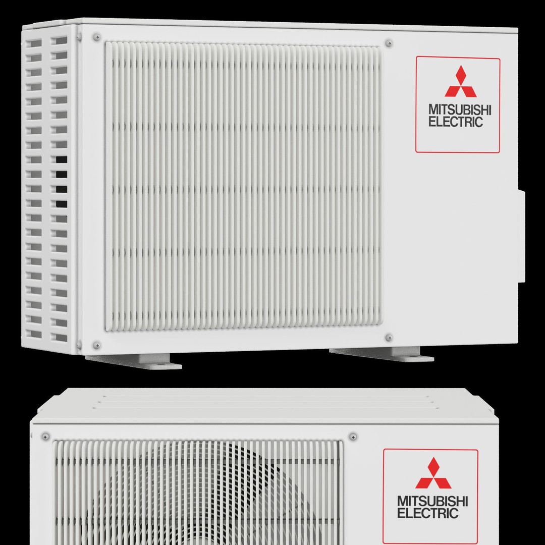 Mitsubishi Air Conditioner 3D Model – Wall-Mounted, PBR Textures, FBX, OBJ