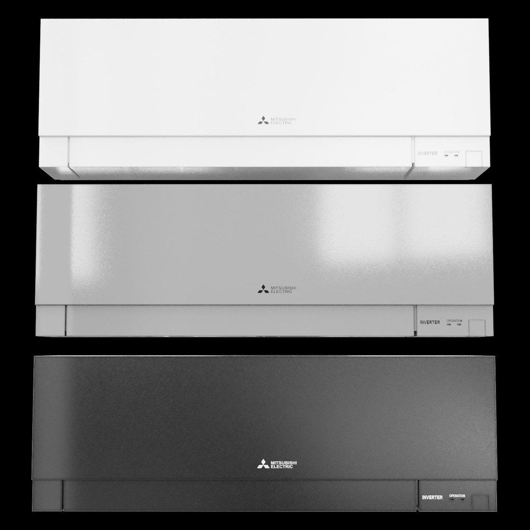 Mitsubishi Air Conditioner 3D Model – Wall-Mounted, PBR Textures, FBX, OBJ - View 4
