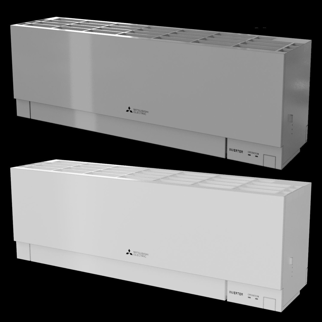 Mitsubishi Air Conditioner 3D Model – Wall-Mounted, PBR Textures, FBX, OBJ - View 7