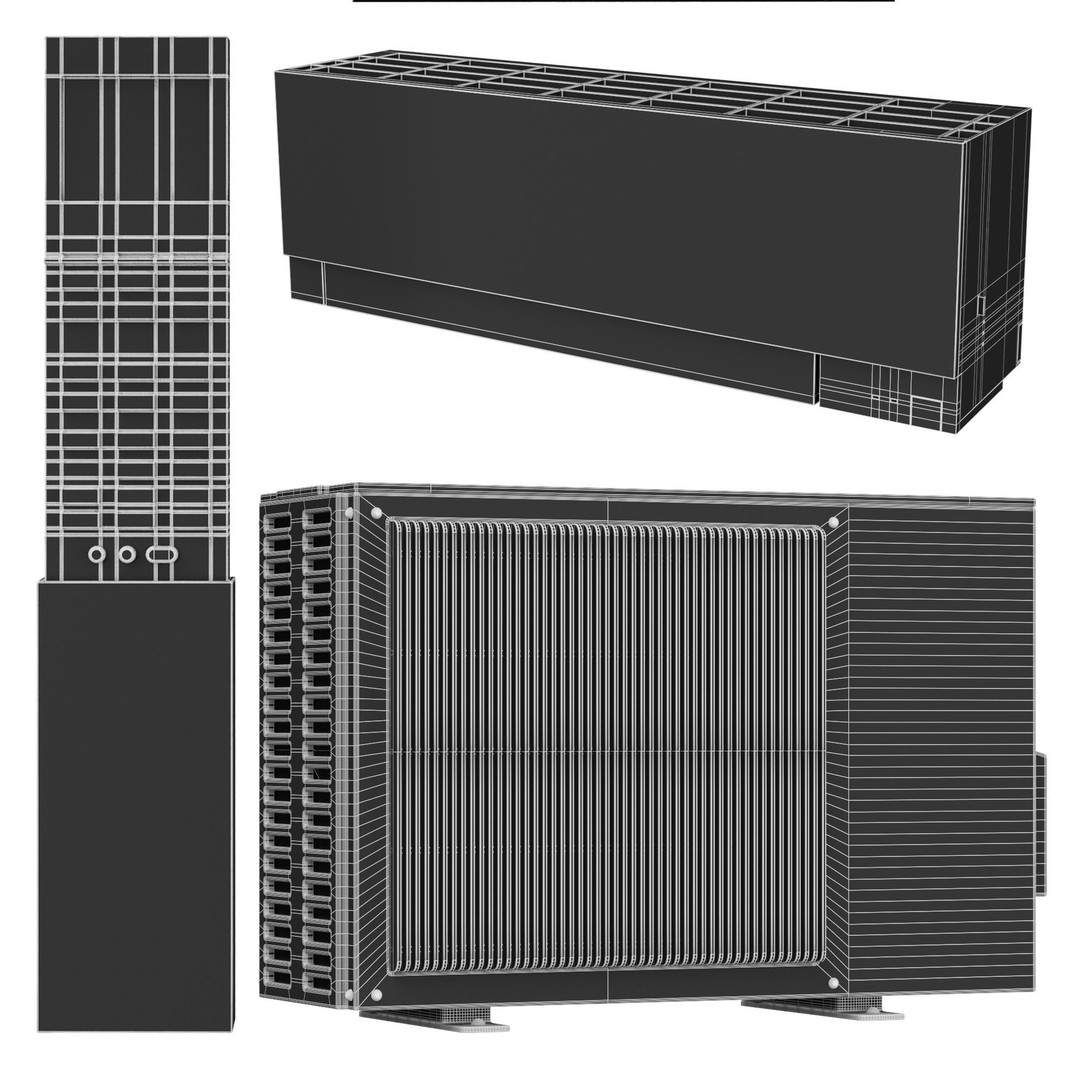 Mitsubishi Air Conditioner 3D Model – Wall-Mounted, PBR Textures, FBX, OBJ - View 8